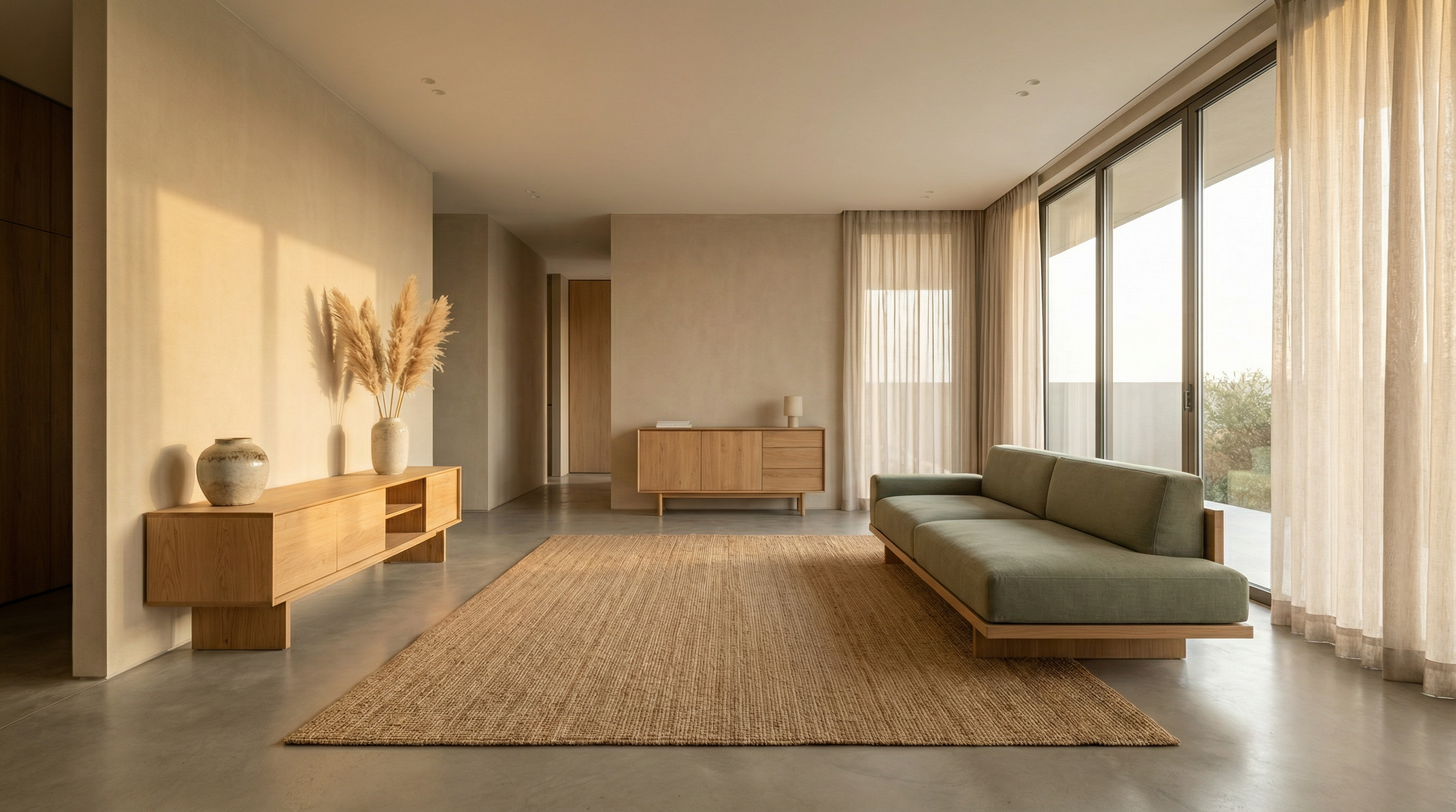 Luxury Japandi interior living room by A3M Interiors